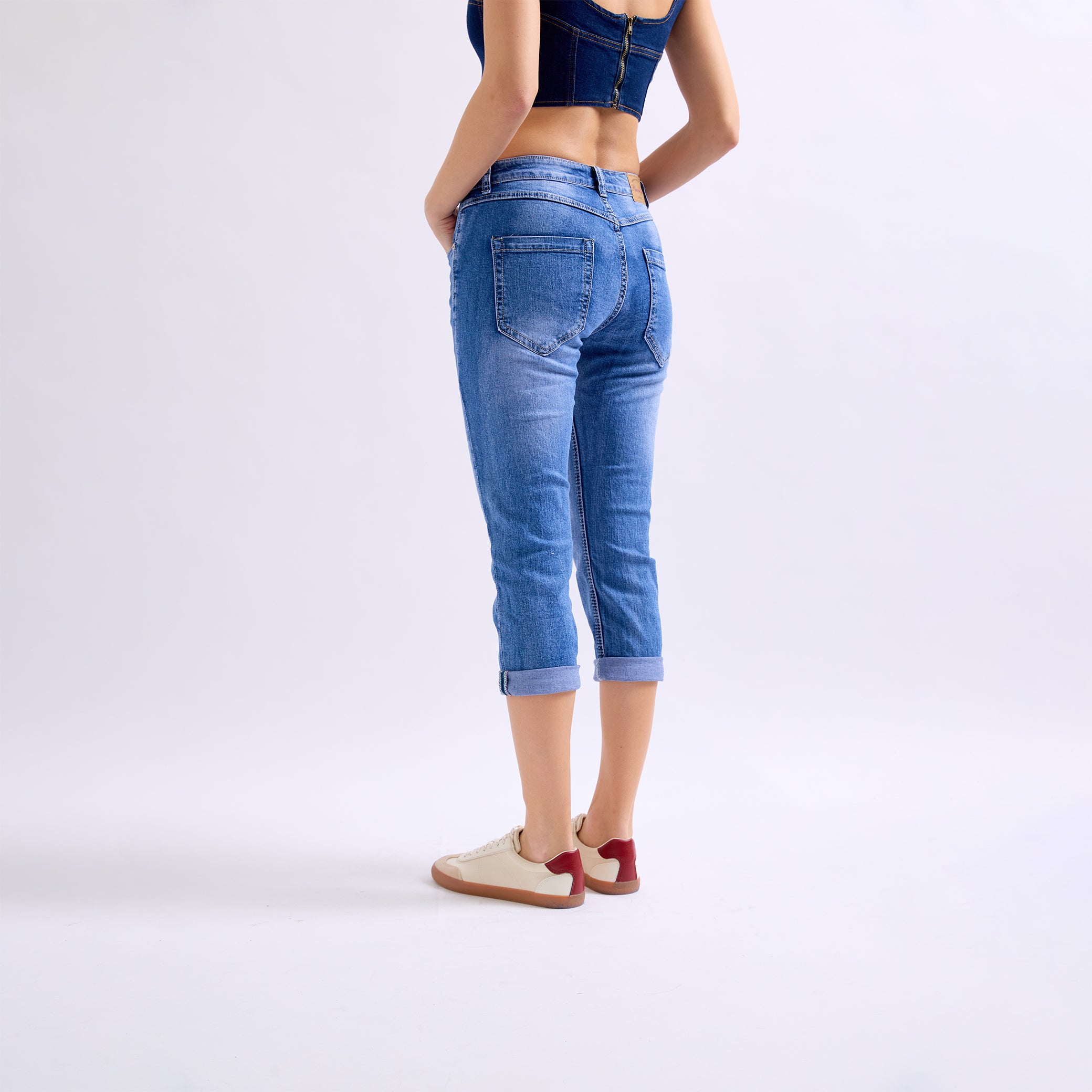 Jean bleu,Pantacourt Jean Boutons - Jean Femme - Place du jour