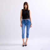 Jean bleu,Pantacourts Jeans Boutons Fantaisies Dorés - Place du jour