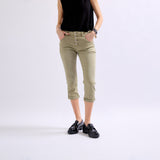 Kaki , Pantacourt en JoggJeans à Boutons - Pantacourt Femme - Place du jour