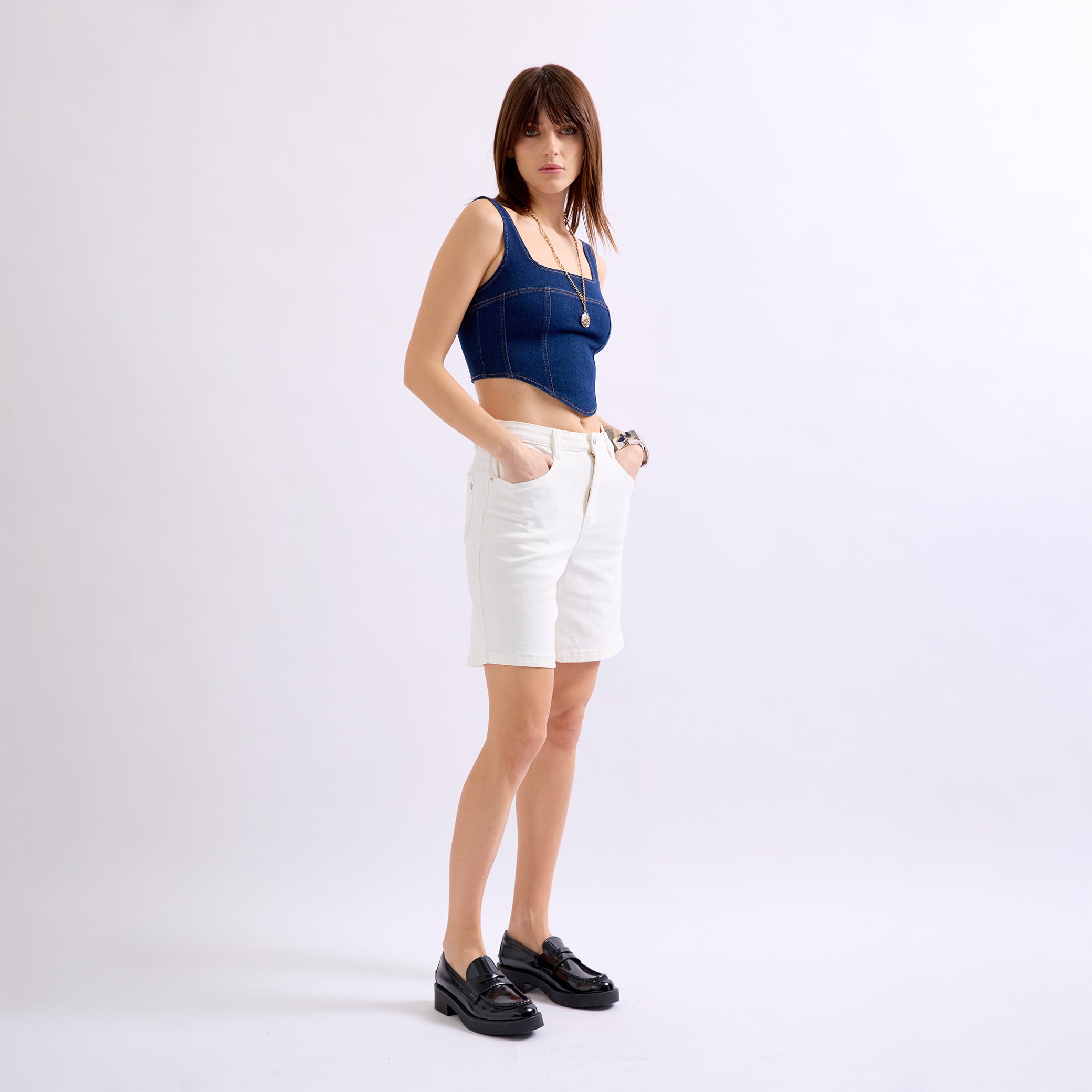 Ecru,Short Capucine - Brillant Frangé - Jean Femme - Place du Jour