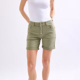 Kaki, short couleurs taille haute boutons fantaisies Place du jour