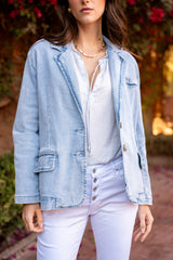 Jean bleu clair,Blazer Coralie en jean - Blazer femme - Place du jour