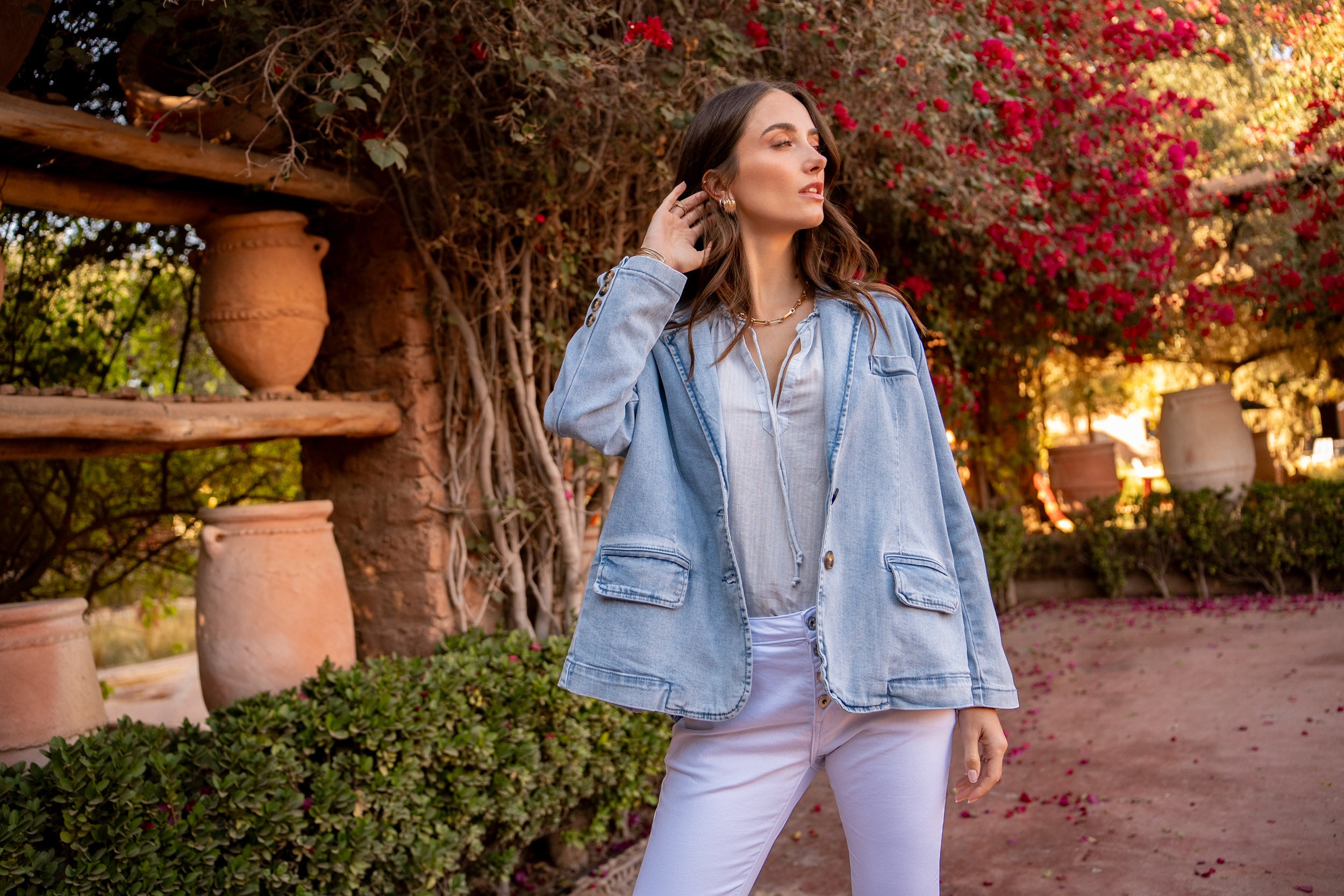 Jean bleu clair,Blazer Coralie en jean - Blazer femme - Place du jour
