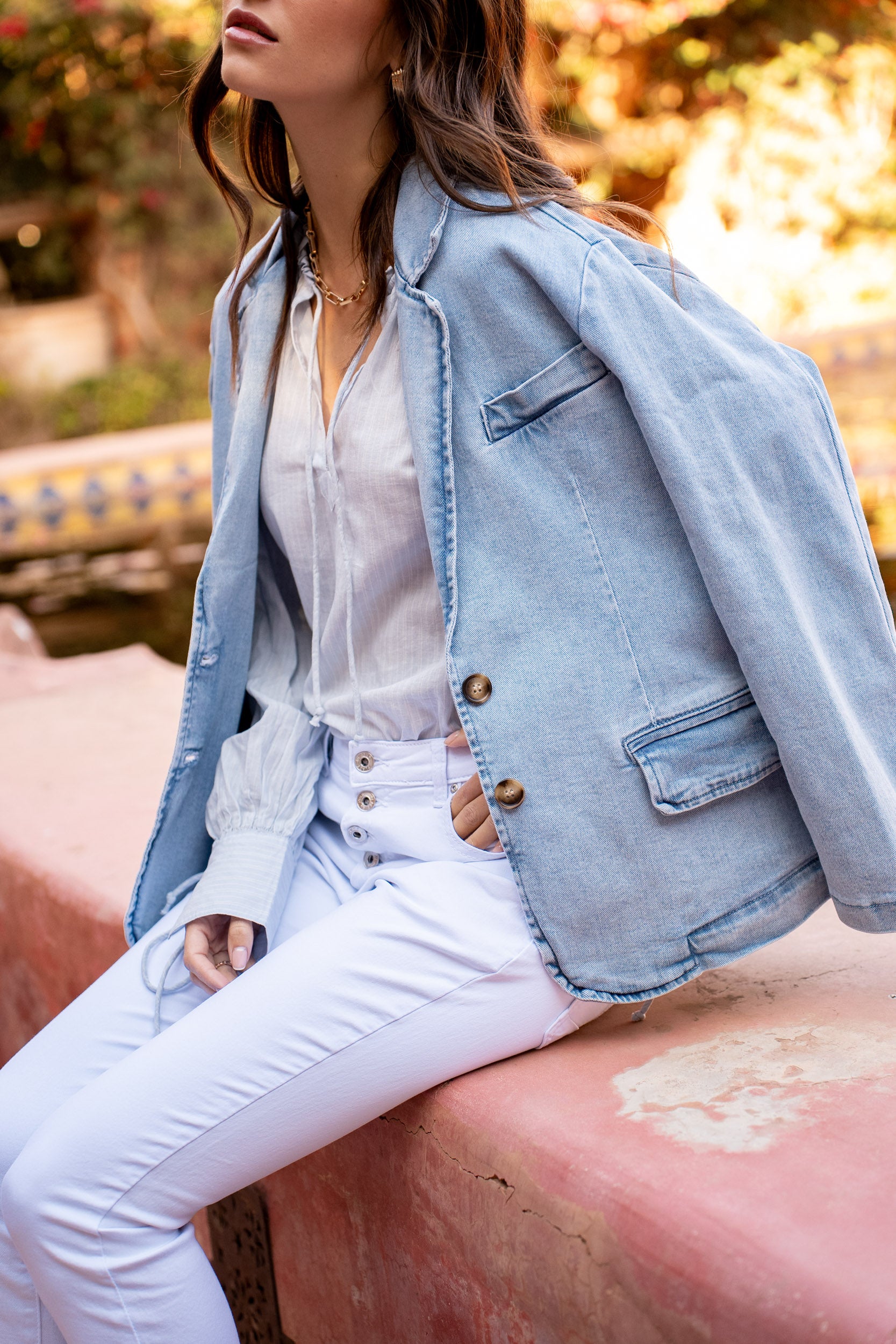 Jean bleu clair,Blazer Coralie en jean - Blazer femme - Place du jour