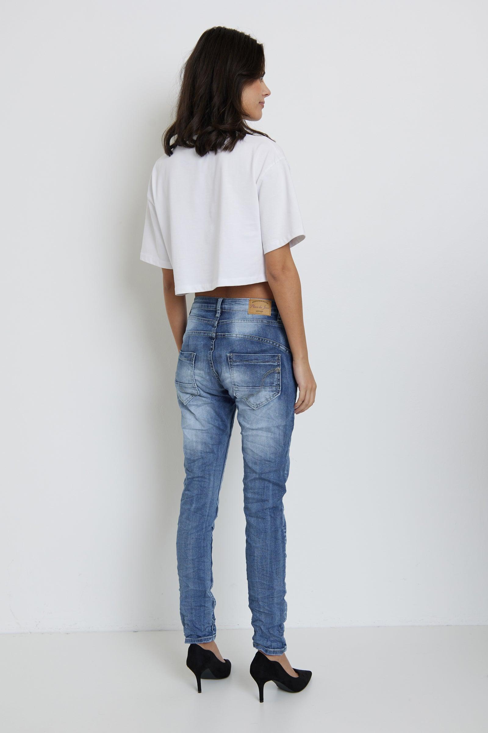  Jean bleu, Jean Boyfriend Taille Haute - Jean Femme - Place du jour