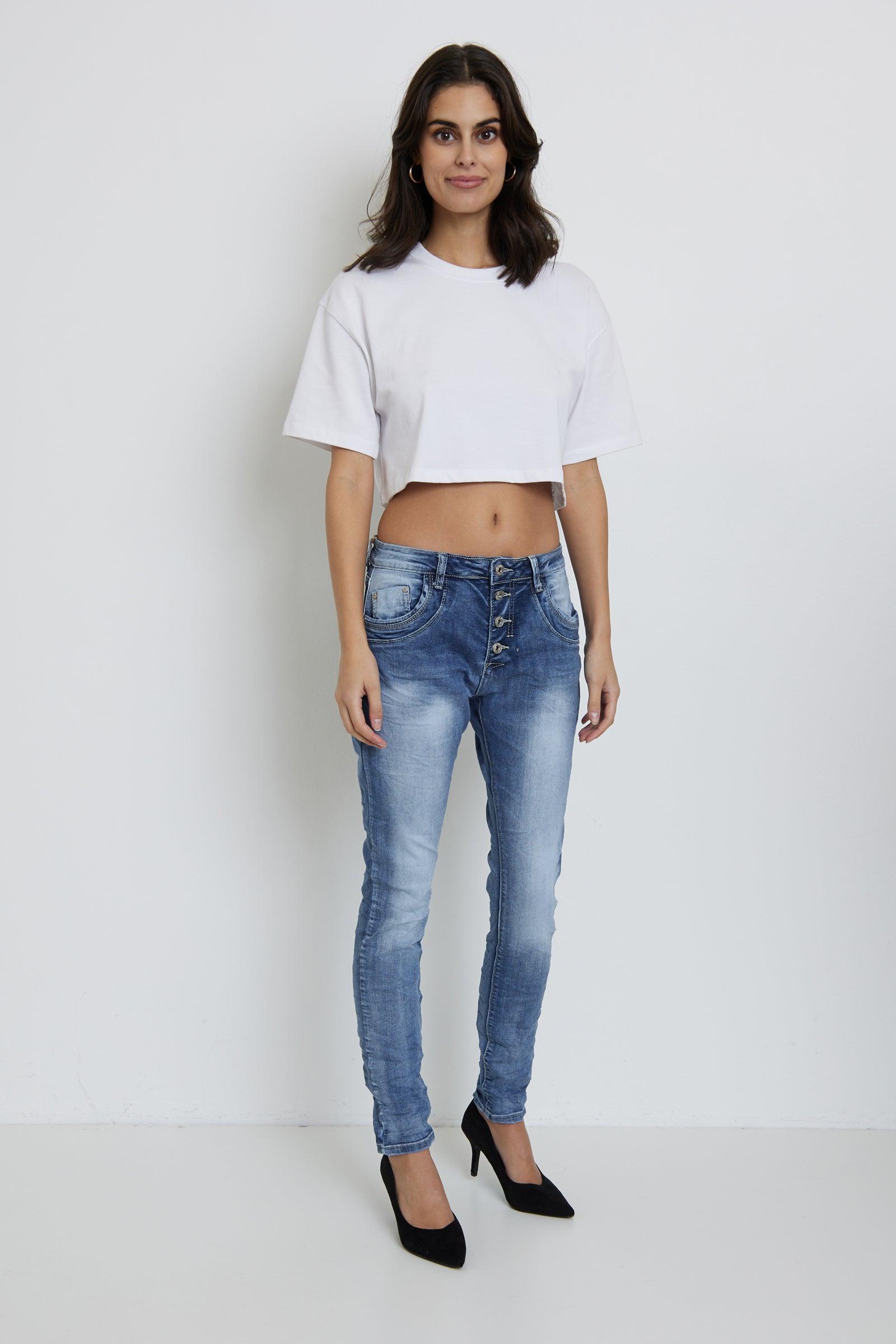  Jean bleu, Jean Boyfriend Taille Haute - Jean Femme - Place du jour