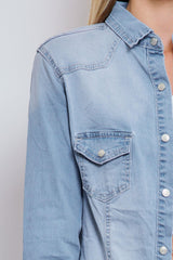 Jean bleu clair,Chemise Luna Classique en Jeans Cintrée - Jean Femme - Place du Jour