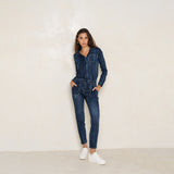 Jean bleu fonce,Combinaison Manches Longues Zippée - Femme - Place du jour