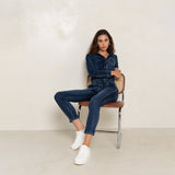 Jean bleu fonce,Combinaison Manches Longues Zippée - Femme - Place du jour