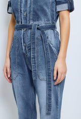Jean bleu, Combinaison Manches Courtes Couleurs - Tendance - Combinaison Couleur femme - Place du jour