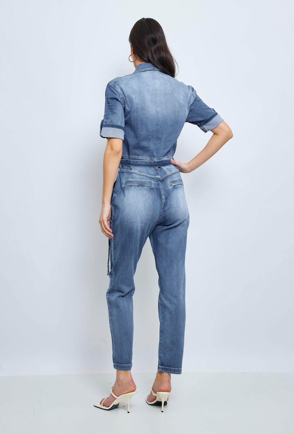 Jean bleu, Combinaison Manches Courtes Couleurs - Tendance - Combinaison Couleur femme - Place du jour