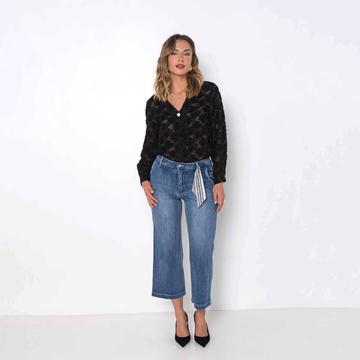 Jean bleu,Jean chino coupe droite 7/8 - Jean femme - Place du jour