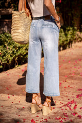 Jean bleu clair,Jean chino coupe droite 7/8 - Jean femme - Place du jour