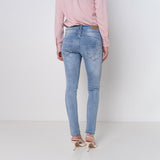 Jean bleu clair,Jean Boyfriend taille haute boutons dorés - Jean femme - Place du jour