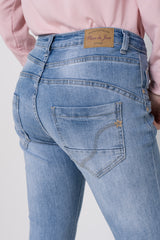 Jean bleu clair,Jean Boyfriend taille haute boutons dorés - Jean femme - Place du jour
