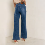 Jean bleu medium,Jean coupe droite fermeture zip - Jean femme - Place du jour