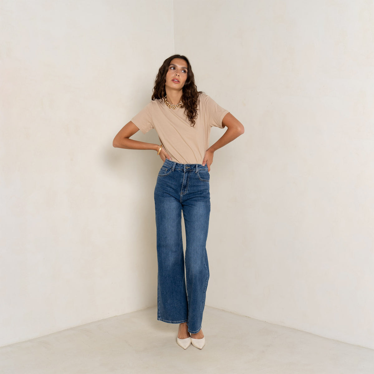 Jean bleu medium,Jean coupe droite fermeture zip - Jean femme - Place du jour