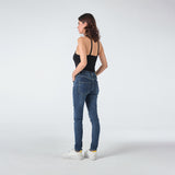 Jean bleu fonce, Jeans Boyfriend avec Boutons Fantaisies - Femme - Place du jour