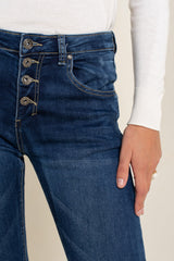 Jean bleu fonce,Jean Stretch Joggjean Taille Haute - Jean Femme - Place du jour