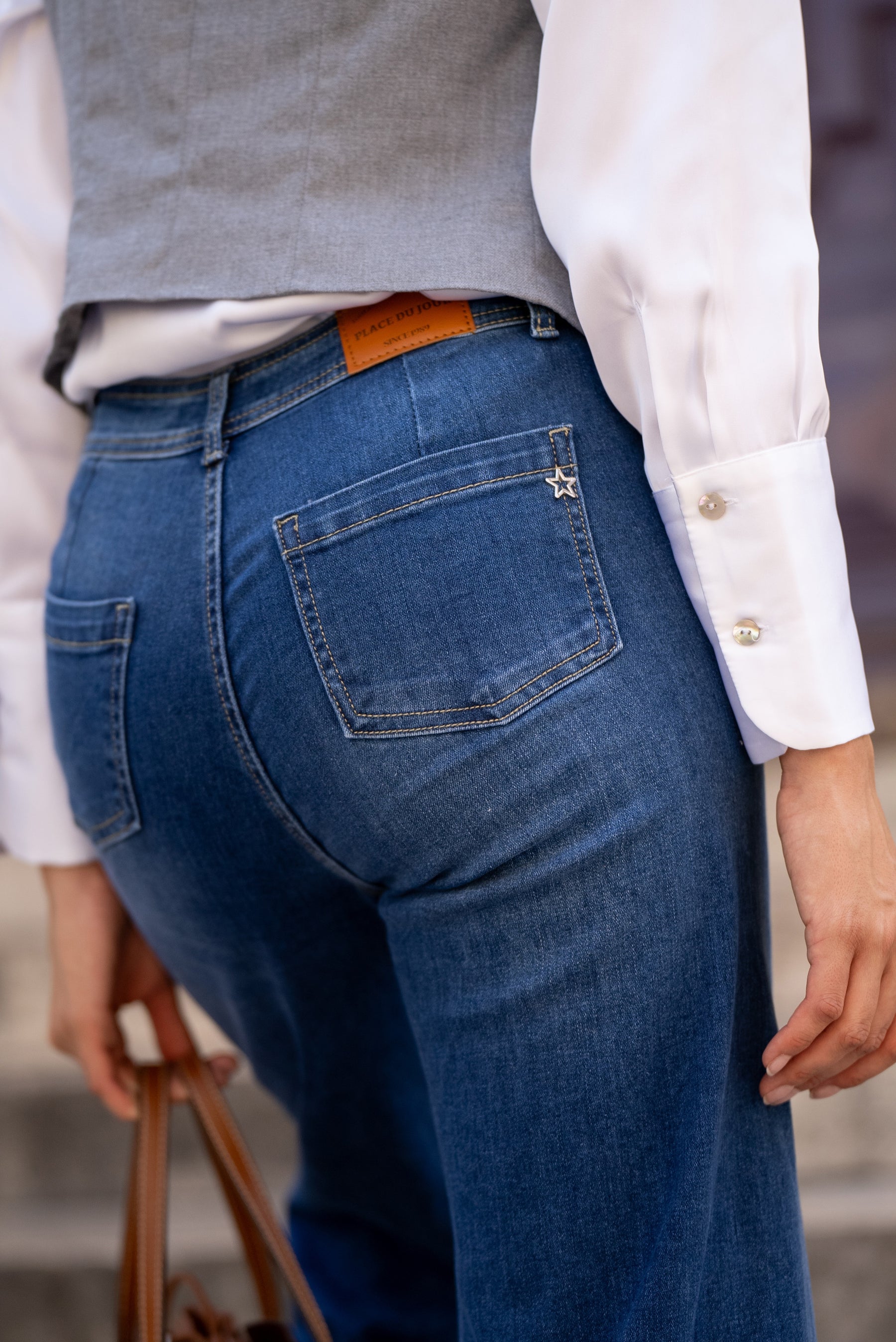 Jean bleu fonce,Jean Vintage Coupe Large - Jean Femme - Place du jour