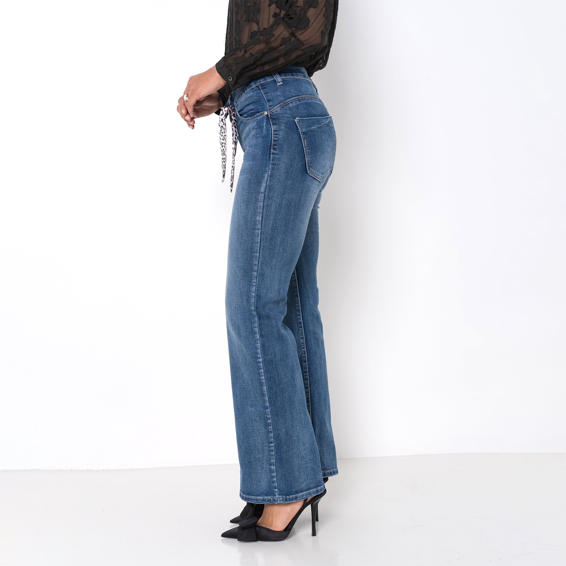 Jean bleu,Jean Coupe Droite Taille Haute Zip - Jean Femme - Place du jour