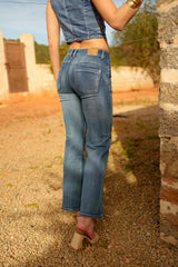 Jean bleu,Jean Coupe Droite Taille Haute Zip - Jean Femme - Place du jour