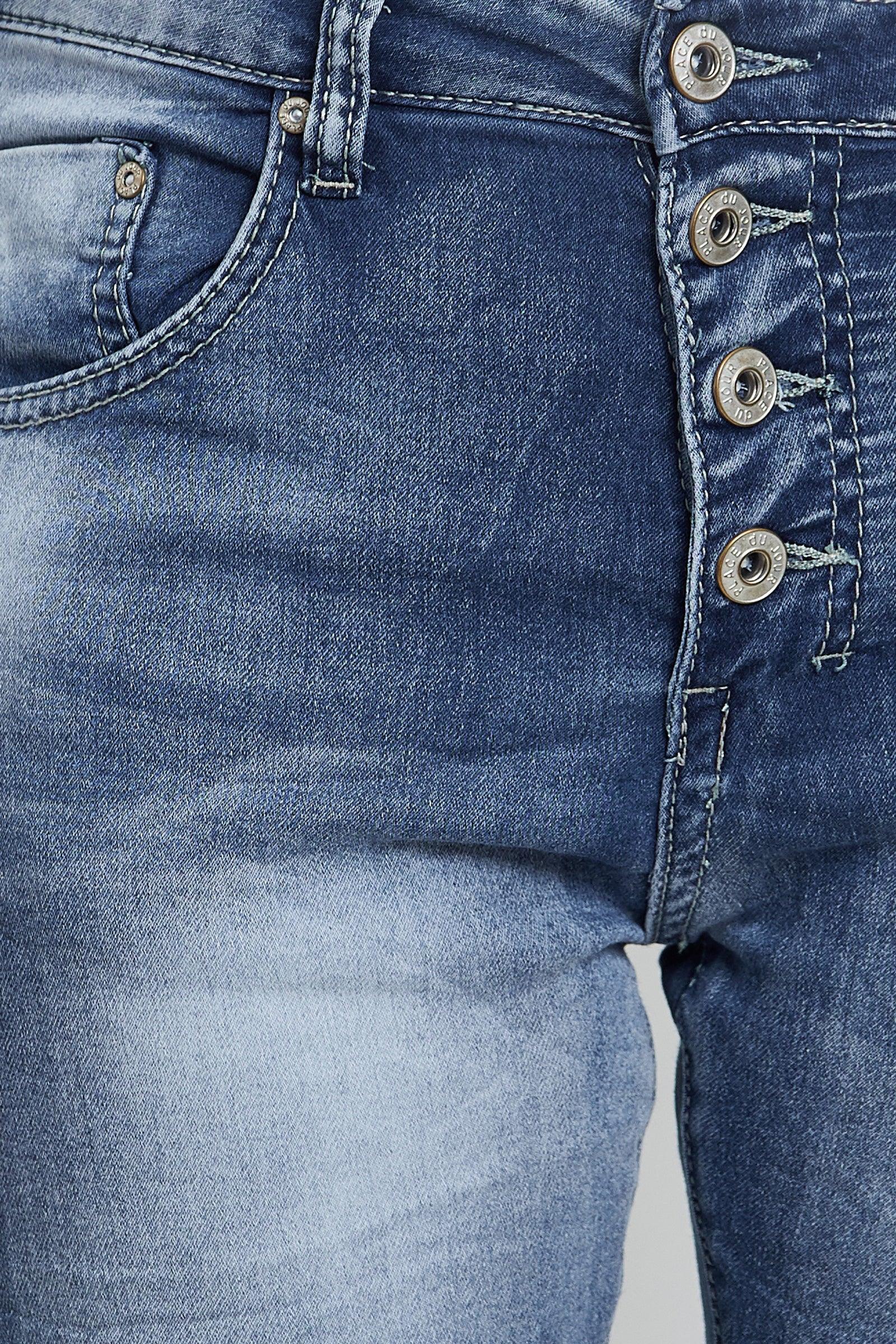 Jean bleu ,Jean Stretch Joggjean Taille Haute - Jean Femme - Place du jour