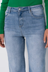 Jean bleu clair,Jean Bleu Coupe droite Taille Haute - Jean Femme - Place du jour