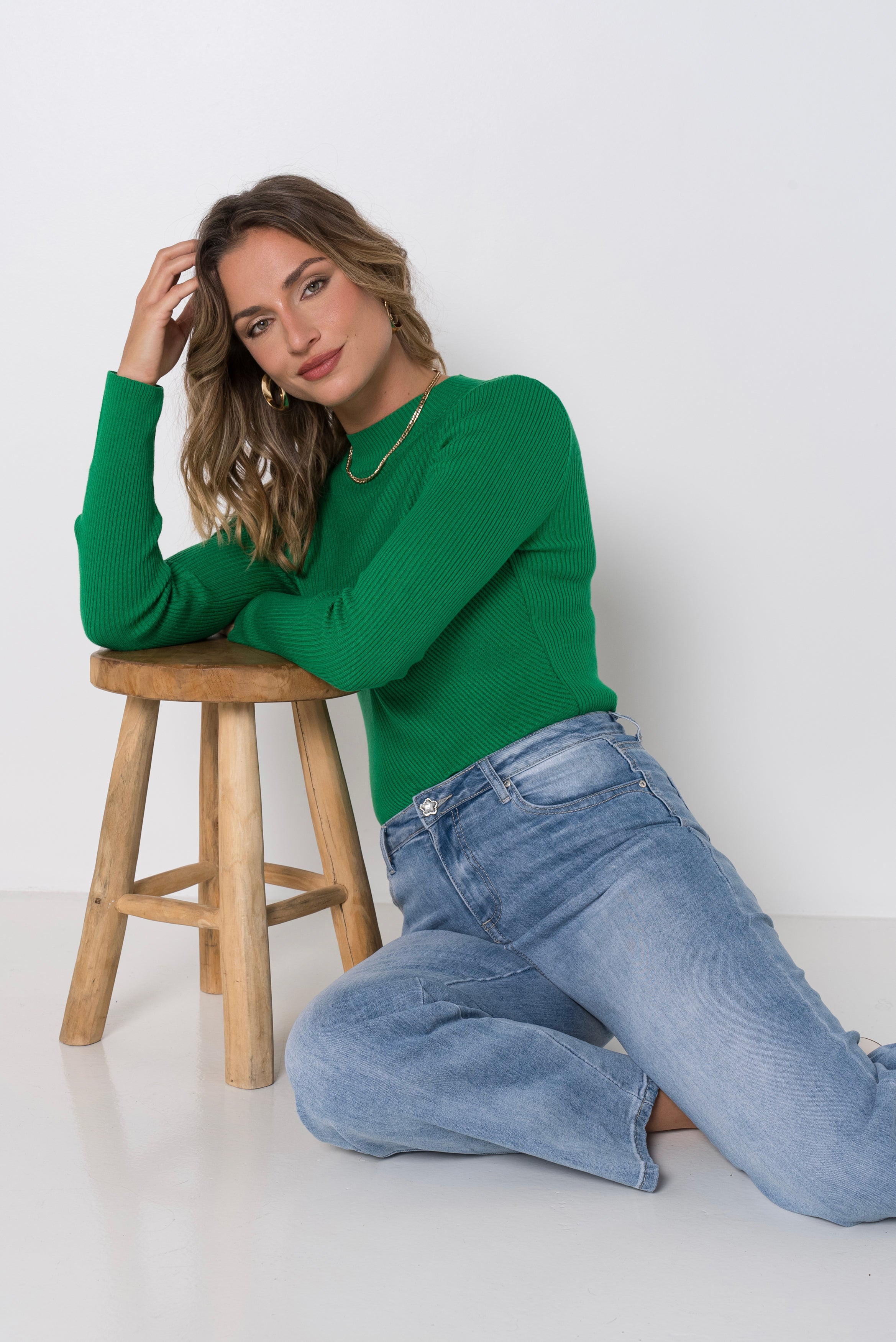 Jean bleu clair,Jean Bleu Coupe droite Taille Haute - Jean Femme - Place du jour