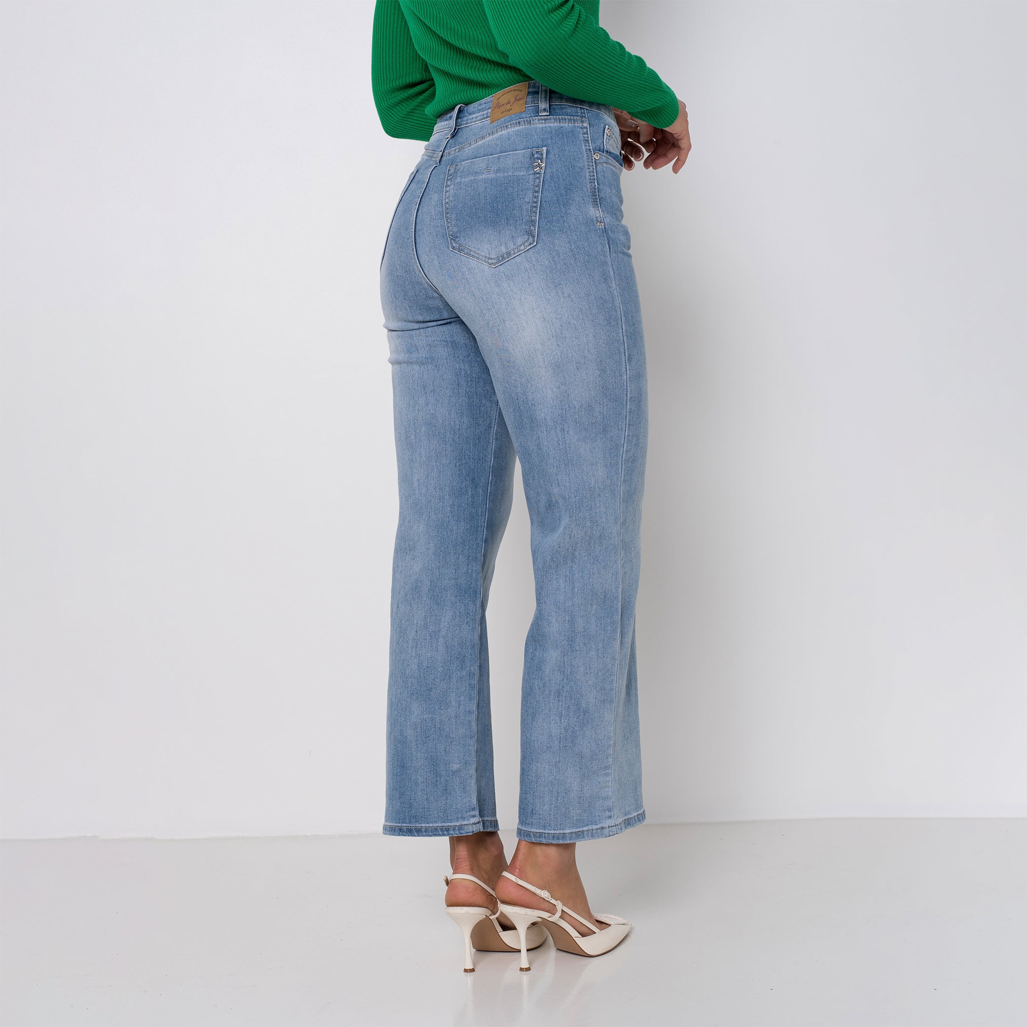 Jean bleu clair,Jean Bleu Coupe droite Taille Haute - Jean Femme - Place du jour