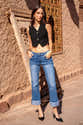 Jean Baggy Femme Taille Haute - Style Y2K Décontracté - Denim élastique - Coupe Large Confortable - Disponible En Grande Taille - Noir, Blanc Et Autres Coloris Unis - 3