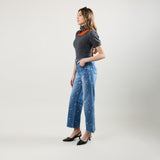 Jean bleu, Jean Droit Broderie Marguerite - Jean Femme - Place du Jour