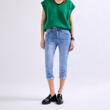 Jean bleu clair,Pantacourt en JoggJeans à Boutons - Femme - Place du jour