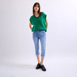 Jean bleu clair,Pantacourt en JoggJeans à Boutons - Femme - Place du jour