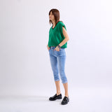 Jean bleu clair,Pantacourt en JoggJeans à Boutons - Femme - Place du jour