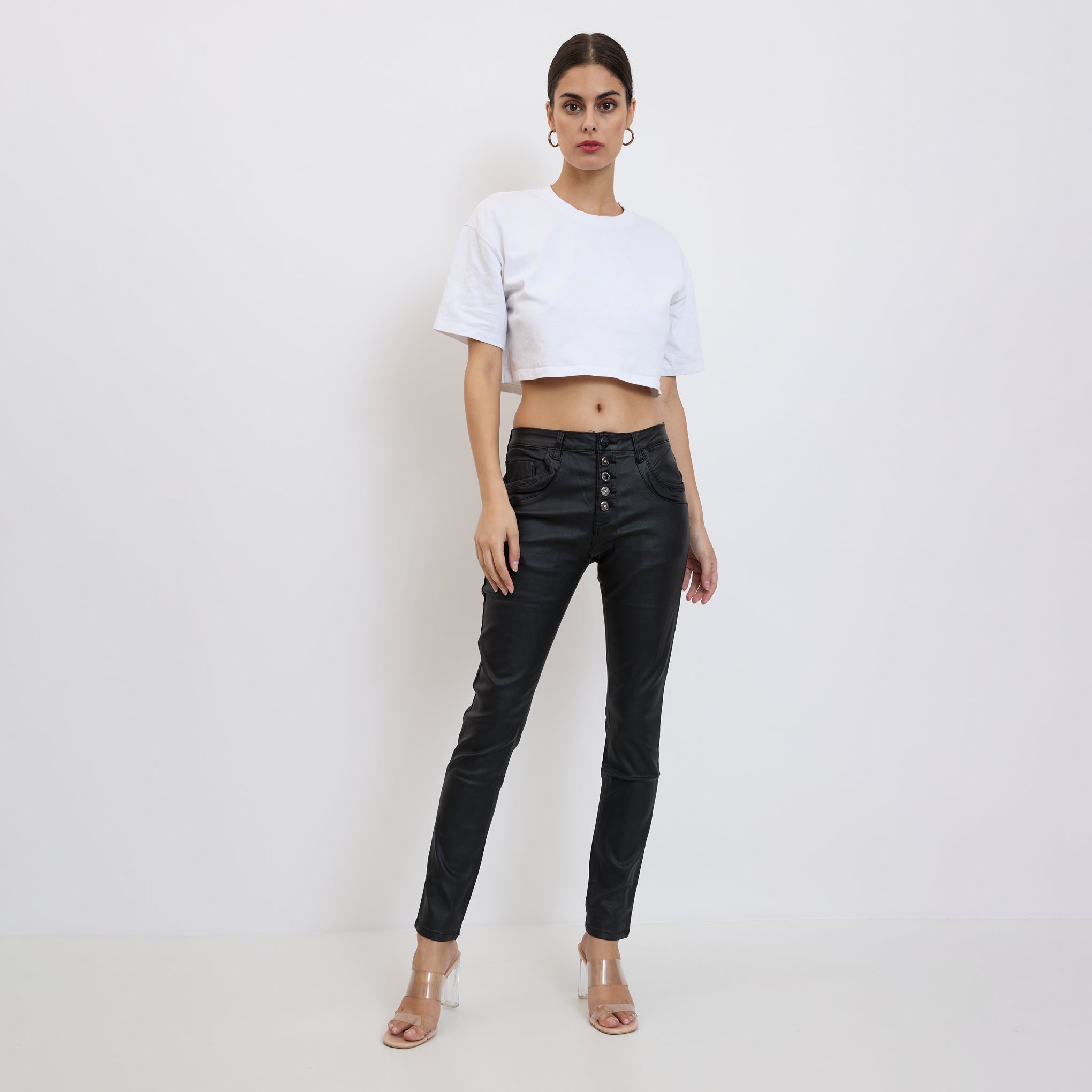Boyfriend Simili Cuir Boutons Fantaisies