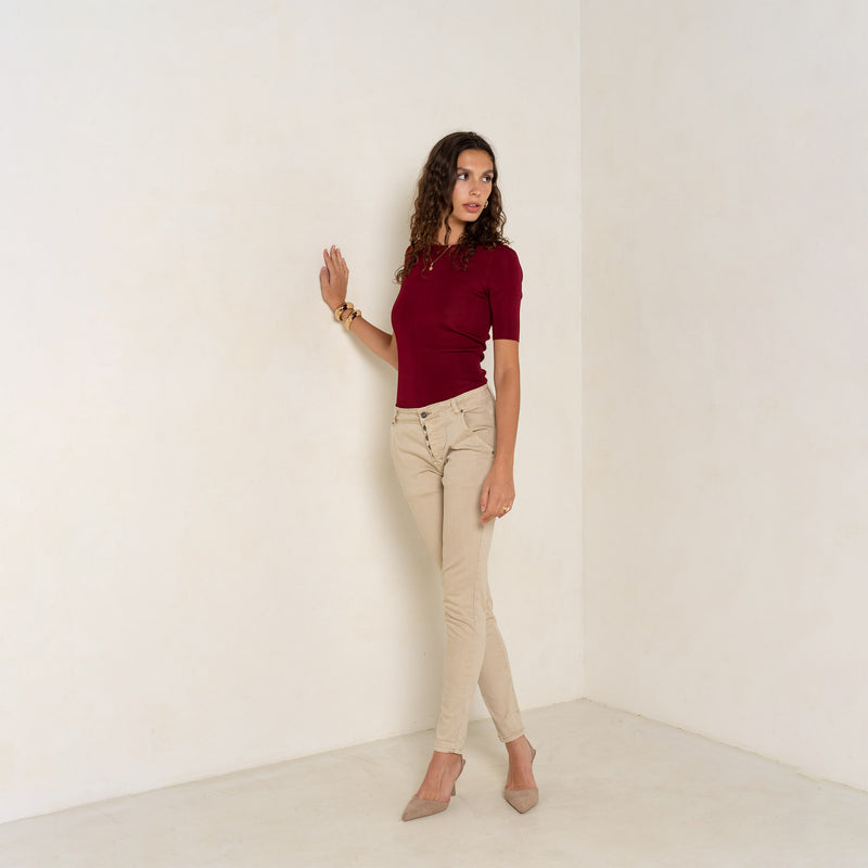 Pantalon Boyfriend Revers Dorés