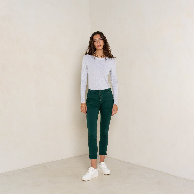 Pantalon Boyfriend Revers Dorés