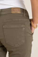 Kaki fonce,Boyfriend Numéro 68 Revers Dorés - Pantalon Couleurs Femme - Place du jour