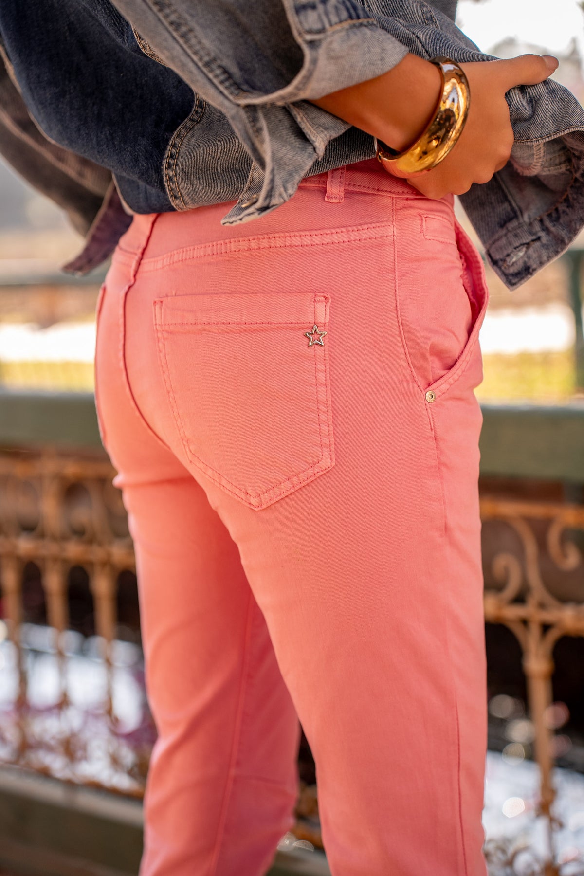 Rose,Boyfriend avec Revers Blanc - Pantalon Couleurs Femme - Place du jour