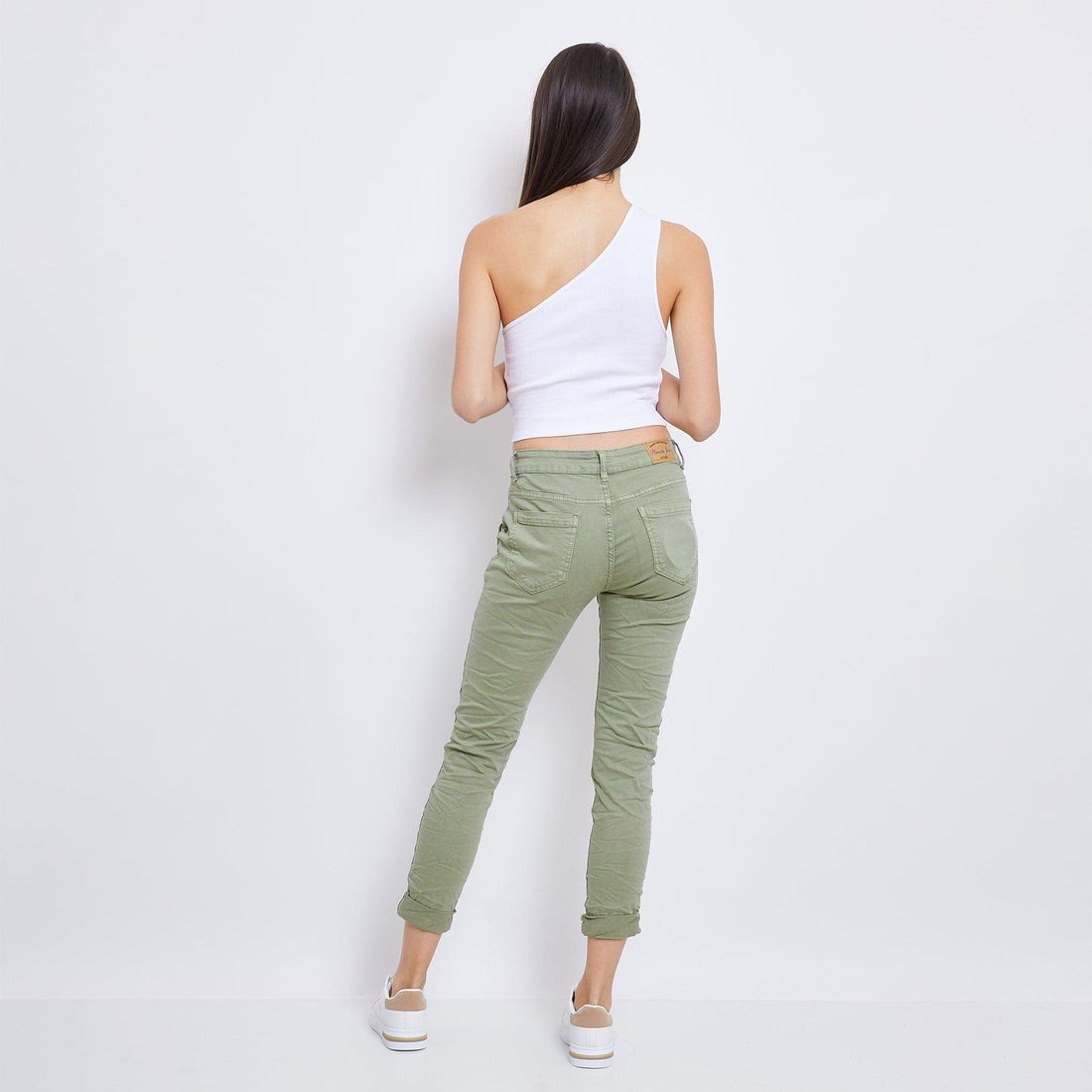 Pantalon Numéro 68 boyfriend avec revers blanc