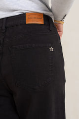 Noir,Pantalon coupe droite ourlet marqué - Jean femme - Place du jour