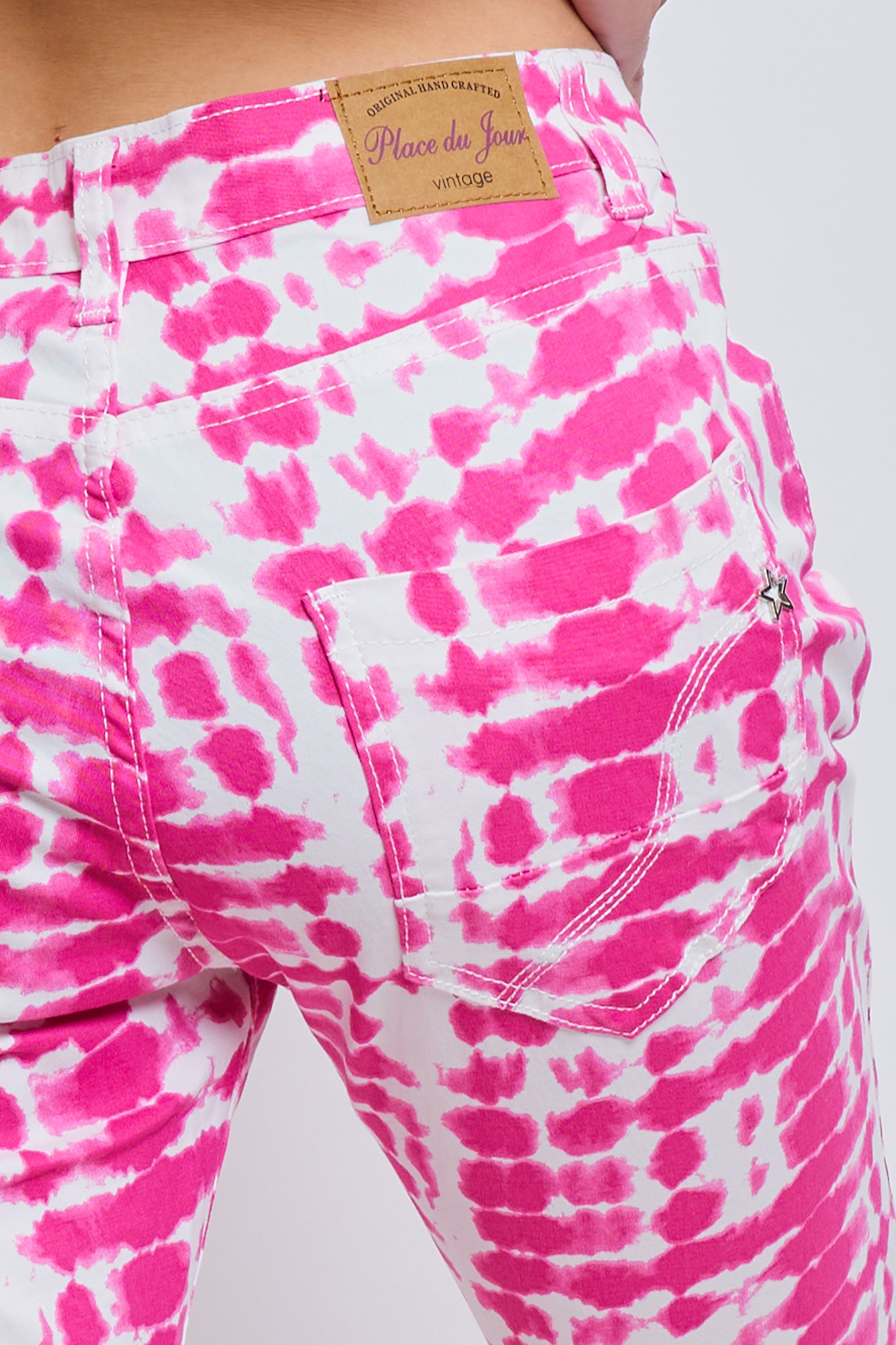 Fuschia,Pantalon imprimé à point fuschia - Imprimé femme - Place du jour