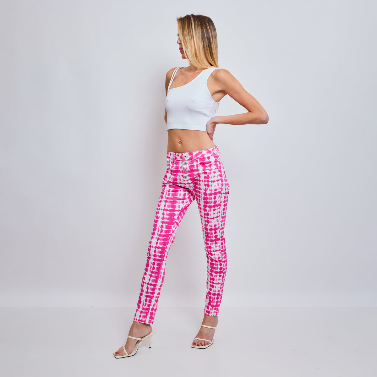 Fuschia,Pantalon imprimé à point fuschia - Imprimé femme - Place du jour