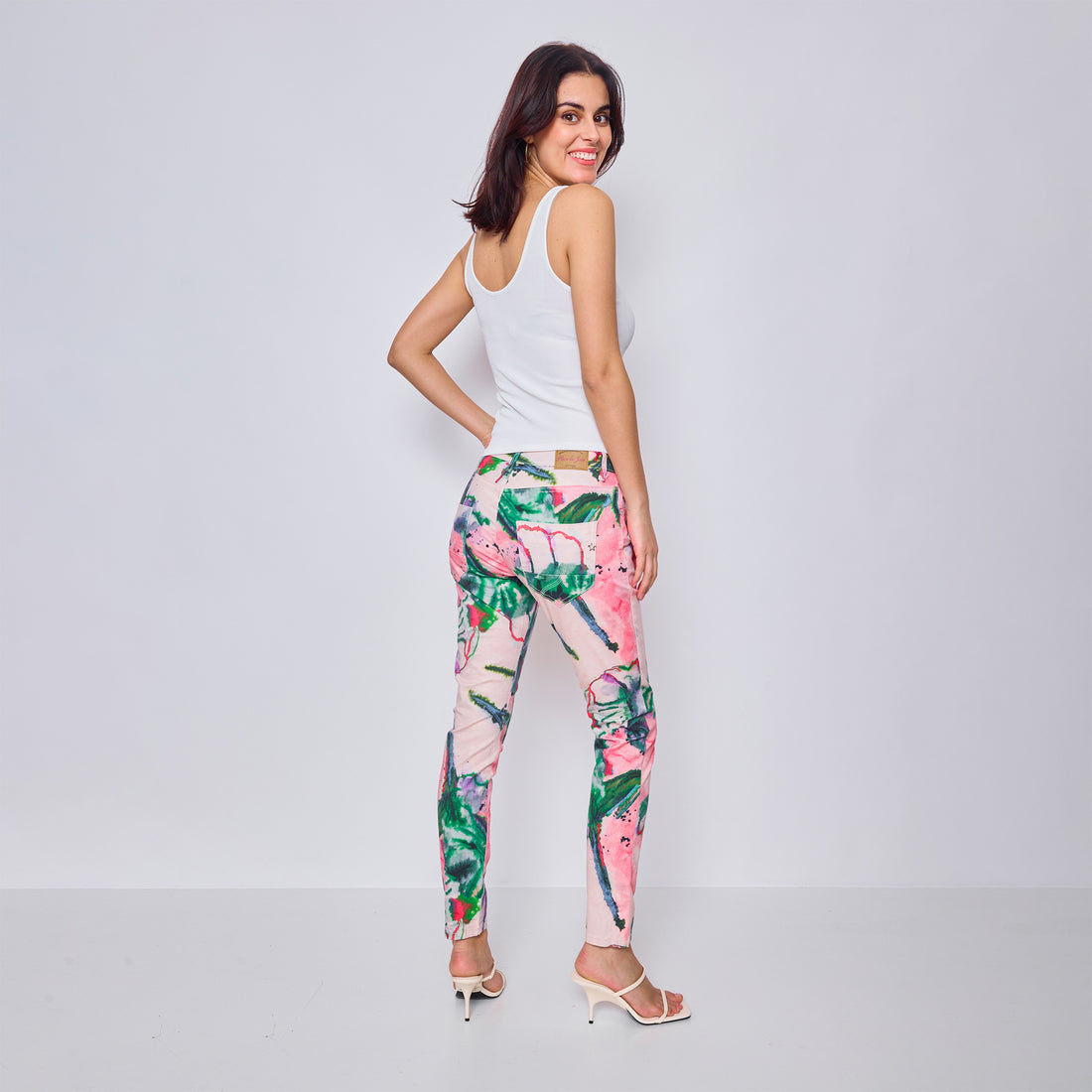 Pantalon Imprimé Gaïa Boyfriend Délavé Rose