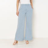 Bleu,Pantalon Lila rayé coupe large - Pantalon femme - Place du jour