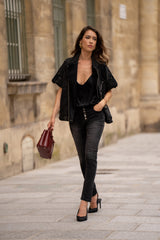 Noir,Perfecto noir manches courtes - Veste femme - Place du jour