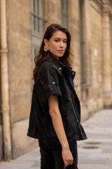 Noir,Perfecto noir manches courtes - Veste femme - Place du jour