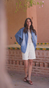 Color:Ecru,Short Capucine - Brillant Frangé - Jean Femme - Place du Jour