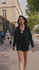 Laura Jacket in Blue Tweed Long Sleeves